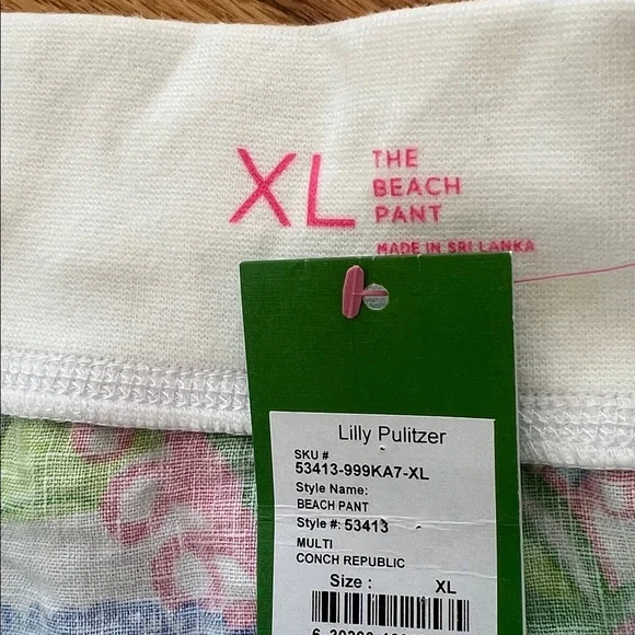 NWT! Lilly Pulitzer XL Multi conch republic linen beach pant .